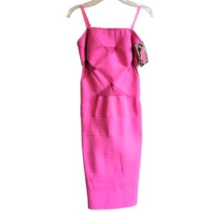 Dreamgirl  Dress Barbie Pink Trendy Bondage 90s Style Elastic Str…